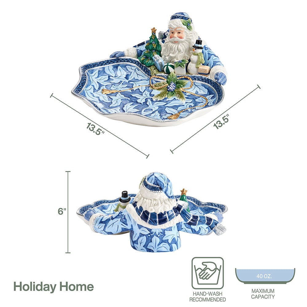 Holiday Home Blue Santa Serving Bowl