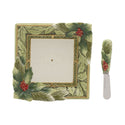 Fitz and Floyd Holiday Home Green Appetizer Plate and Spreader Set