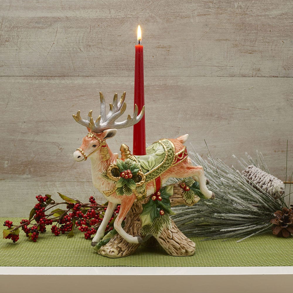 Holiday Home Green Landing Deer Candleholder