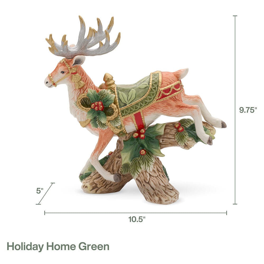 Holiday Home Green Landing Deer Candleholder