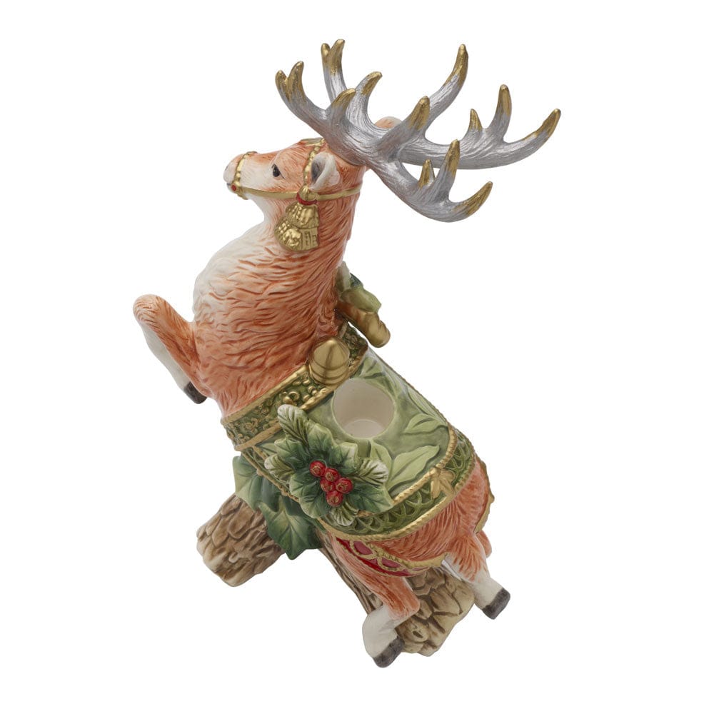 Holiday Home Green Leaping Deer Candleholder