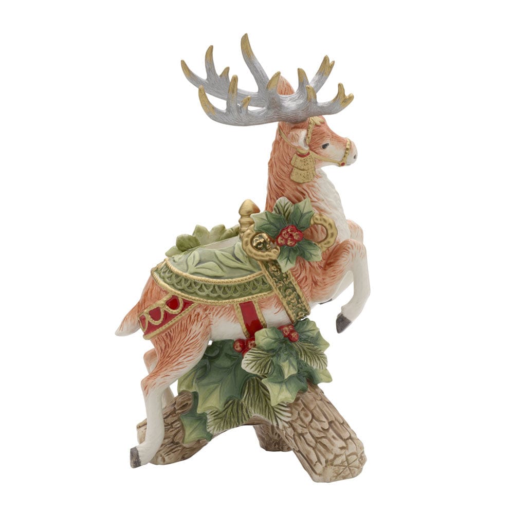 Holiday Home Green Leaping Deer Candleholder