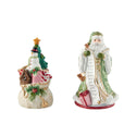 Fitz and Floyd Holiday Home Green Santa Salt and Pepper Set