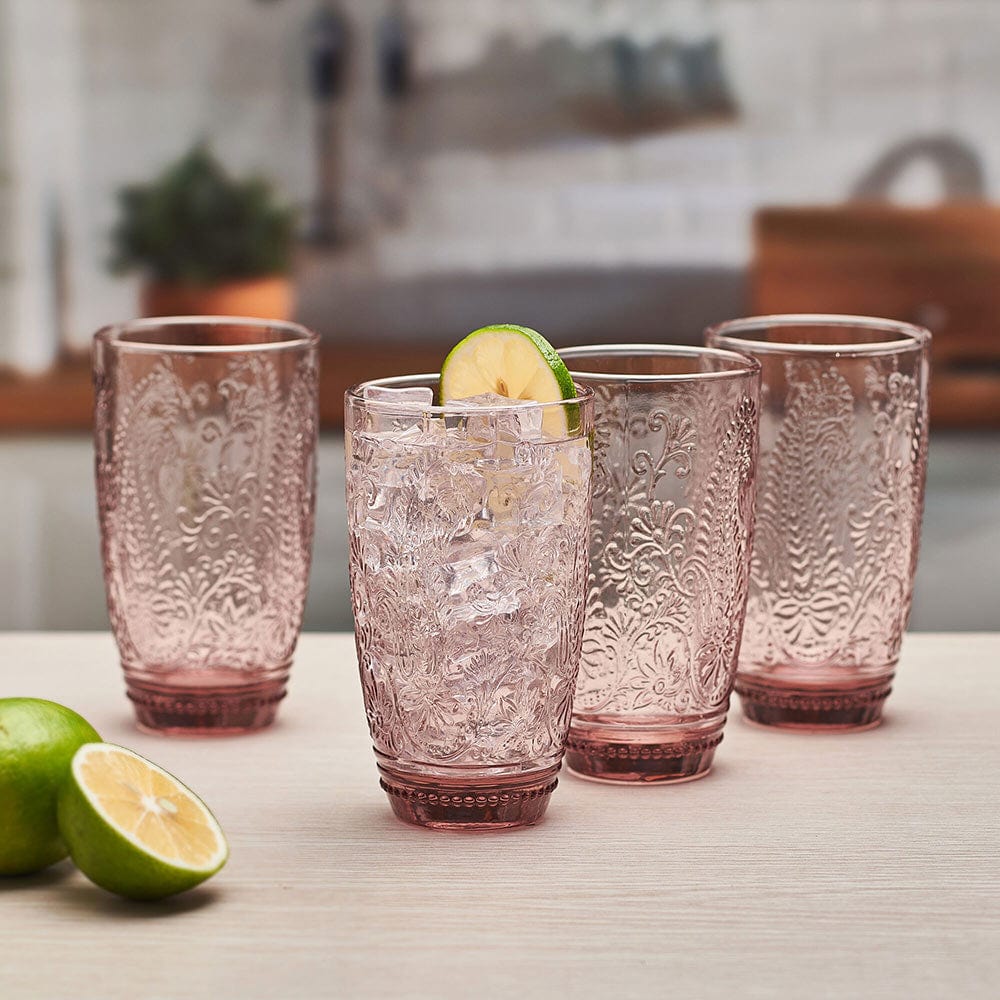 Maddi Highball Glasses Set Of 4, Blush