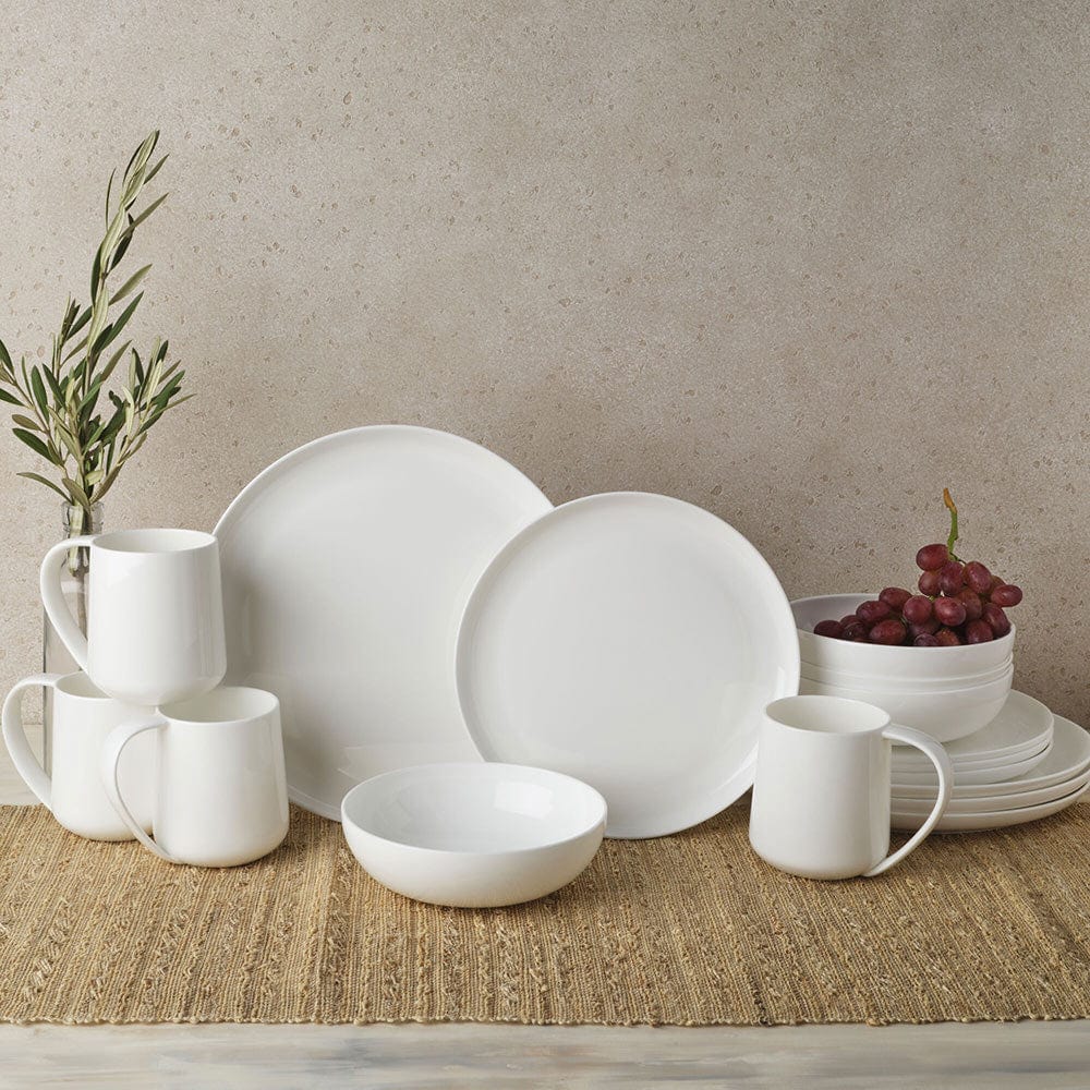 Nevaeh White Coupe 16 Piece Dinnerware Set, Service For 4