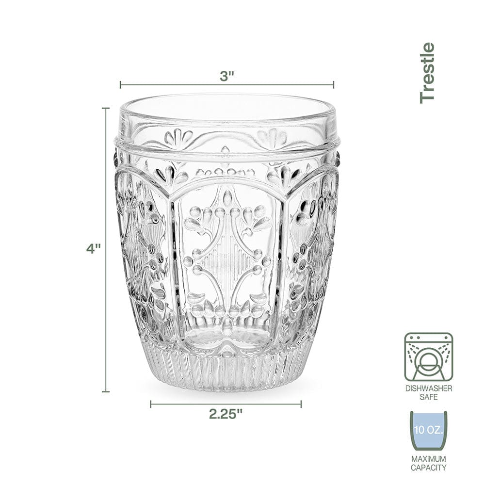 Trestle Double Old Fashioned Glasses Set Of 4, Clear