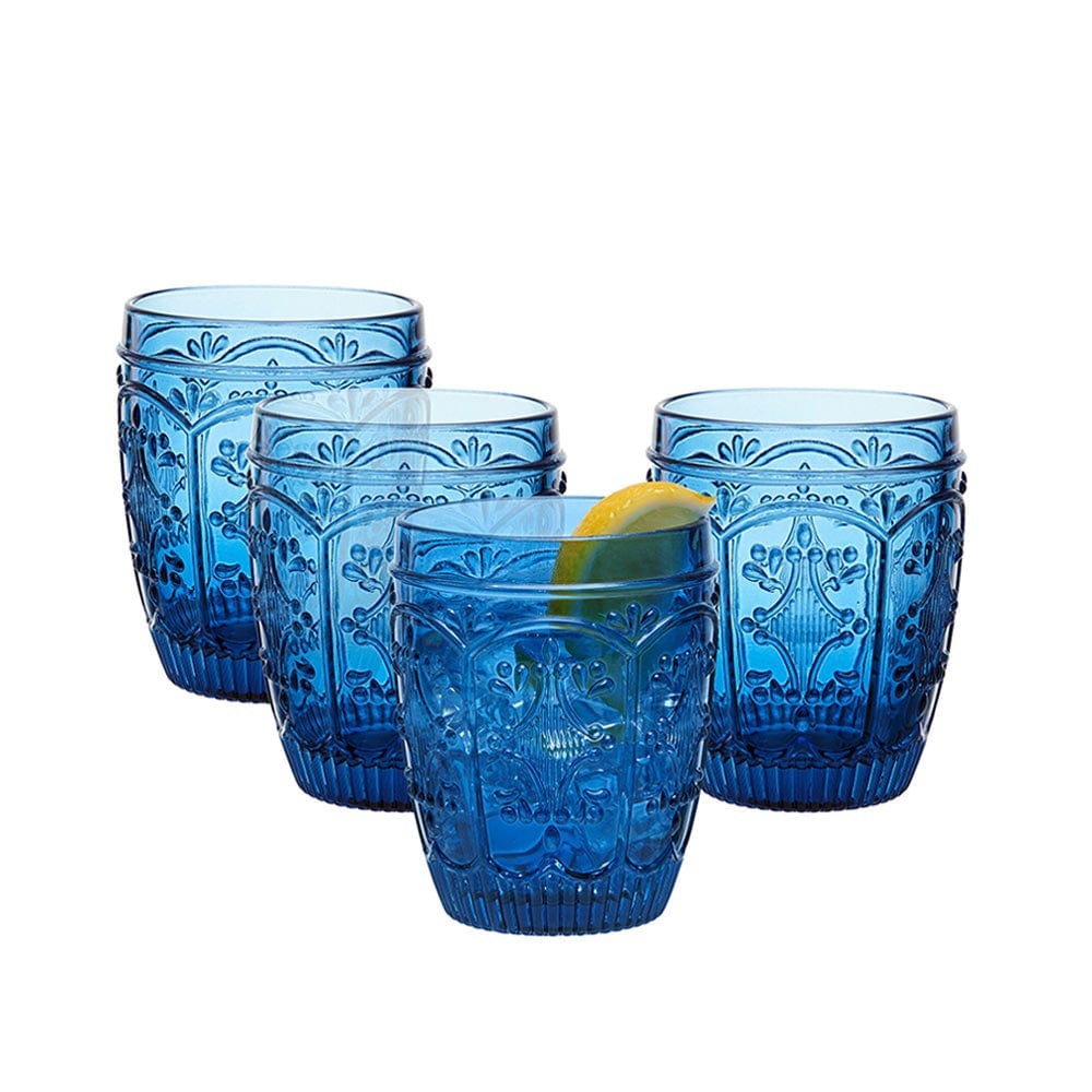 Trestle Double Old Fashioned Glasses Set Of 4, Indigo