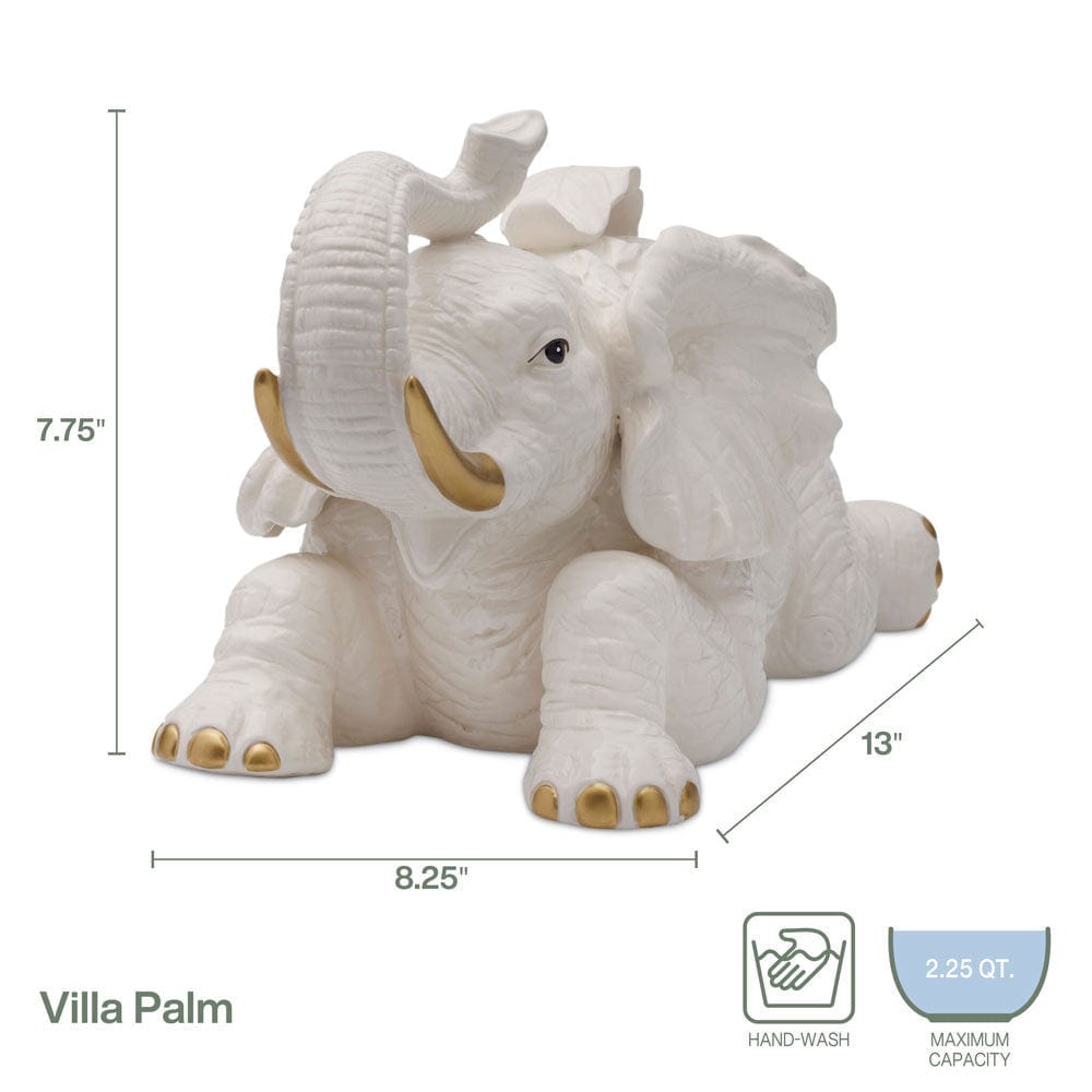 Villa Palm Elephant Cookie Jar Figurine 7.75 IN