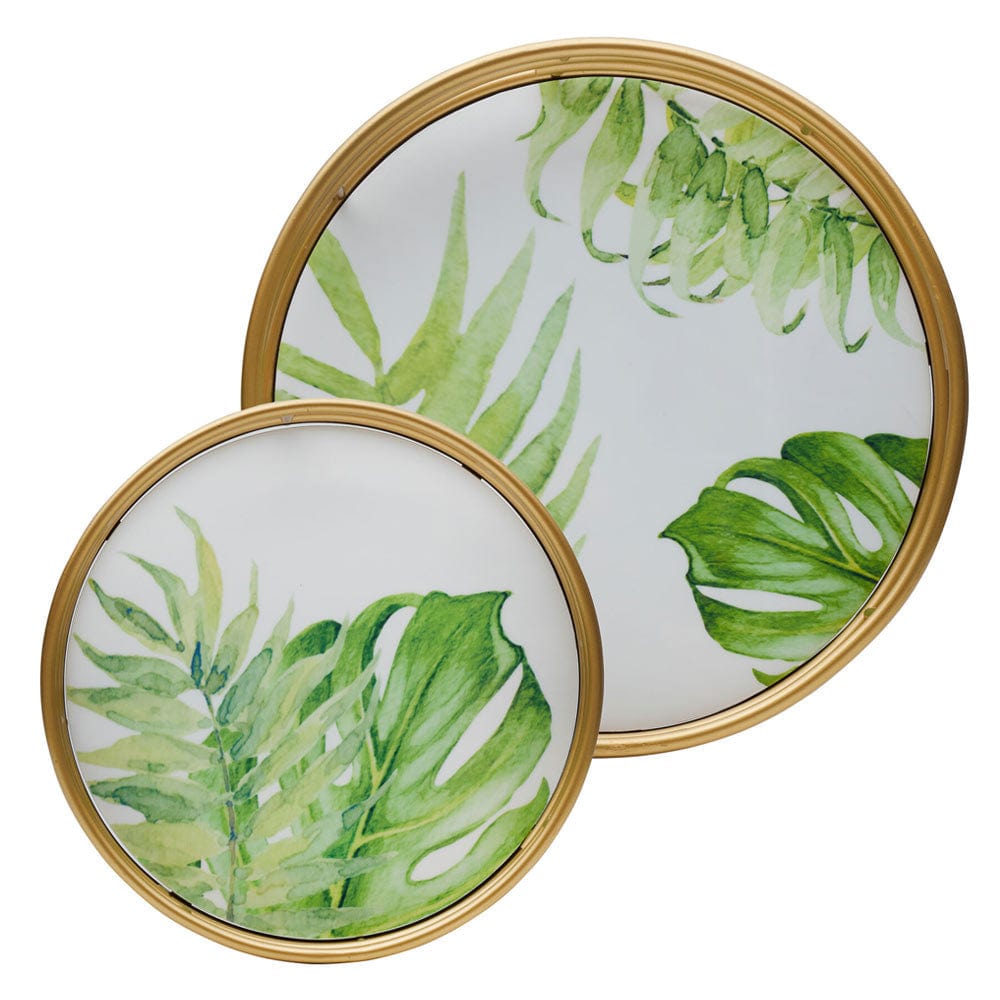 Villa Palm Set Of 2 Centerpiece Decor Trays