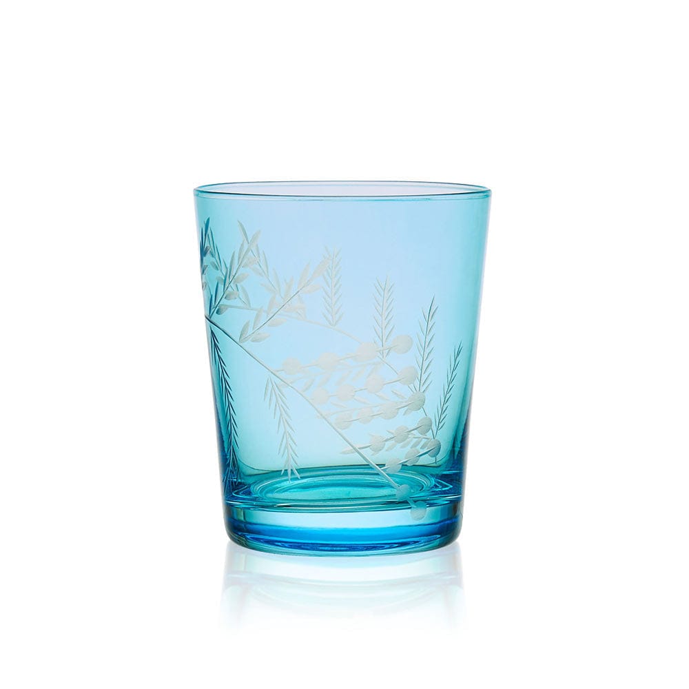 Wildflower Double Old Fashioned Glasses Set Of 4, Blue