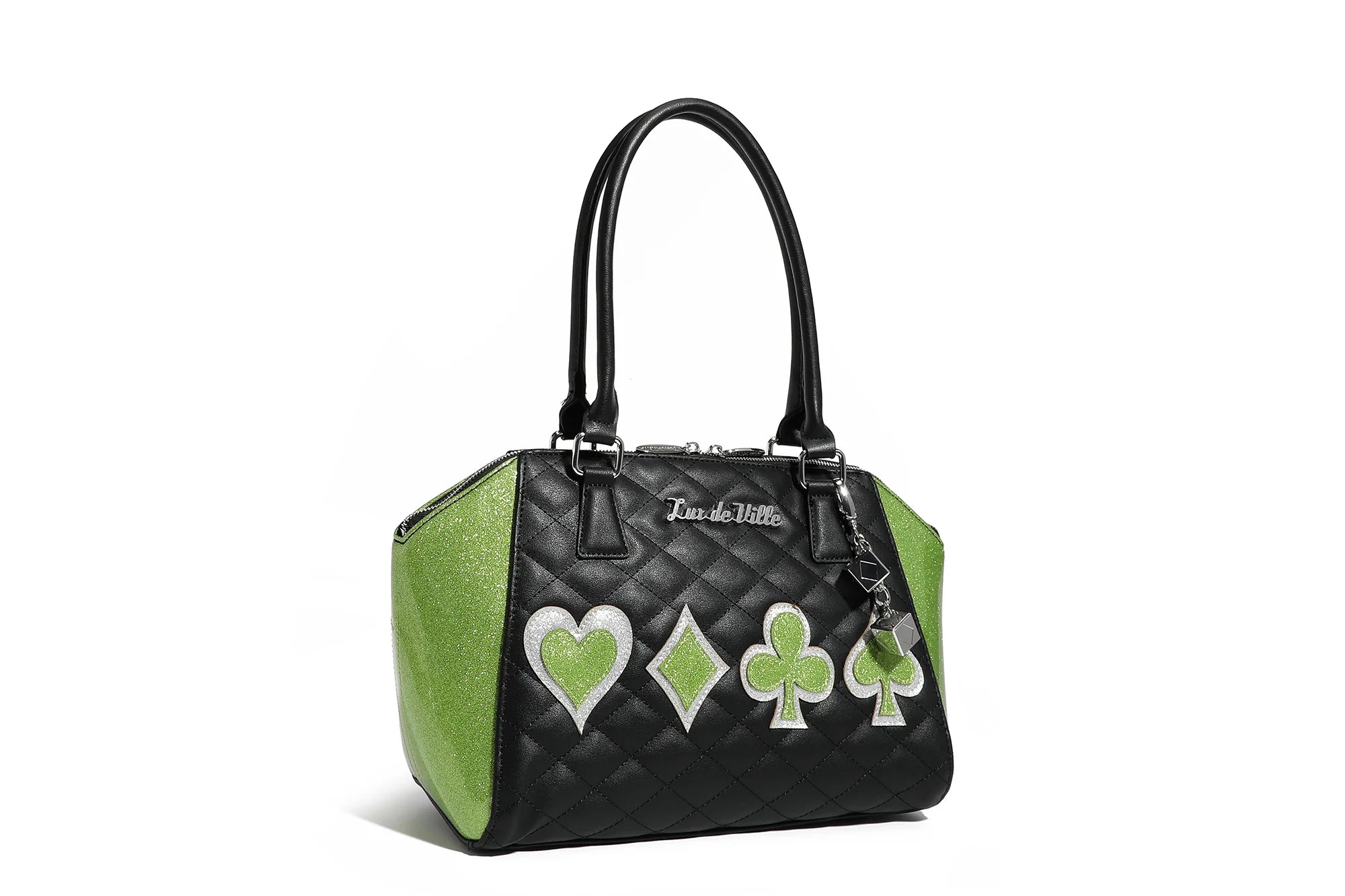 Black with Envy Green Sparkle De Lux Tote Purse