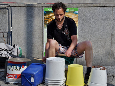 Bucket drummer street artist