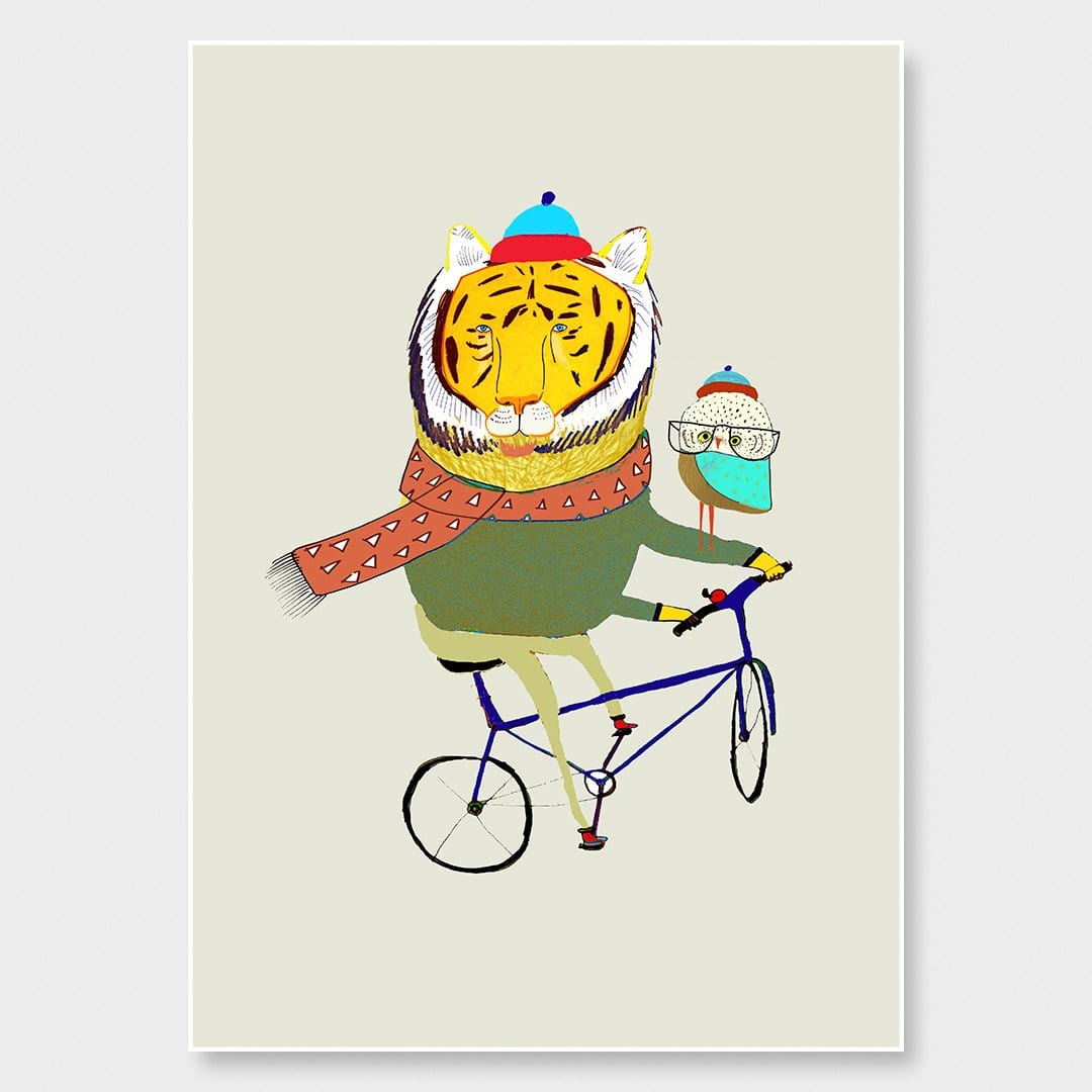 Tiger Owl Bike Art Print by Ashley Percival