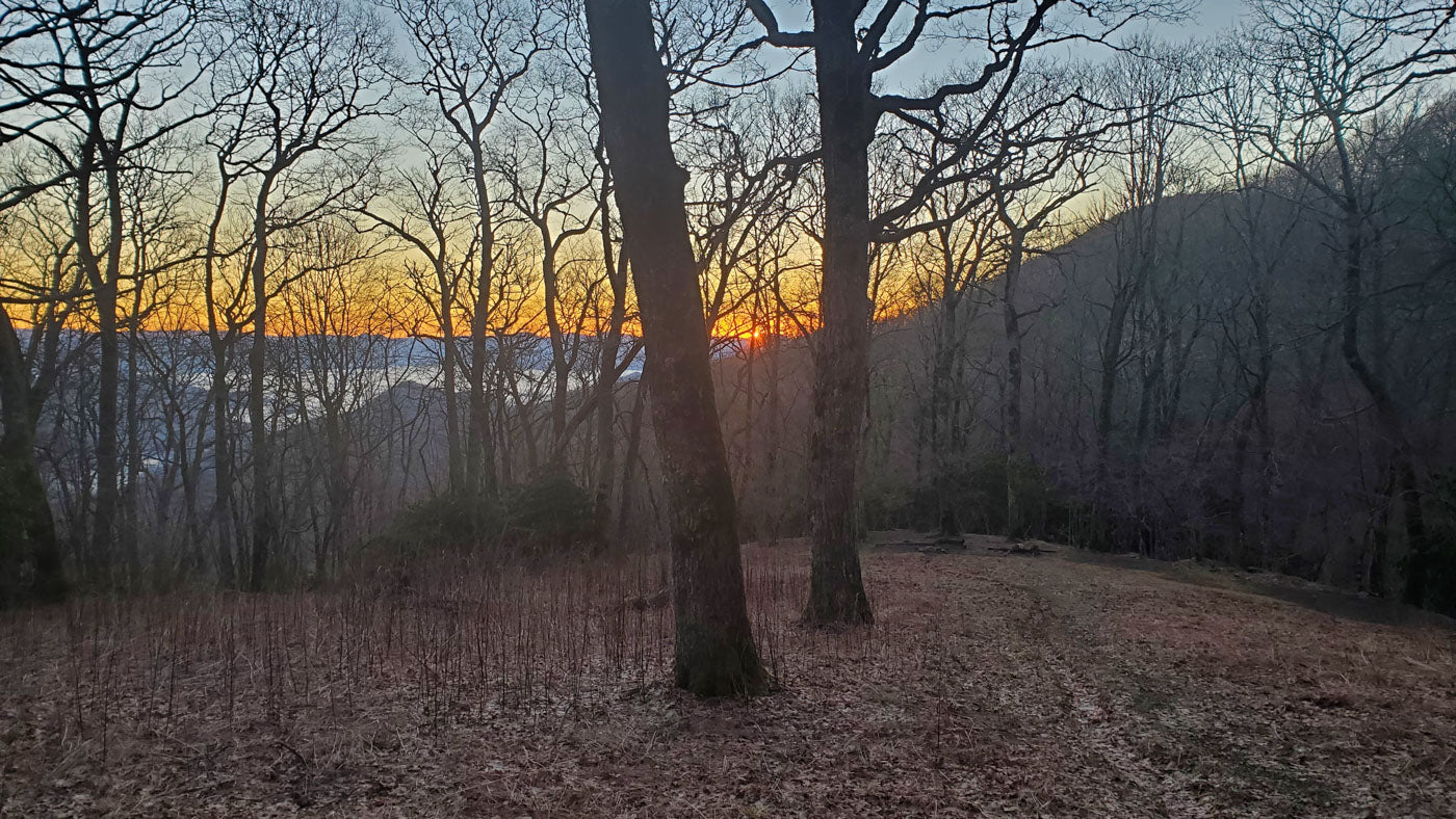 Sunrise in the Blue Ridge Mountains while hiking along the Appalachian Trail.