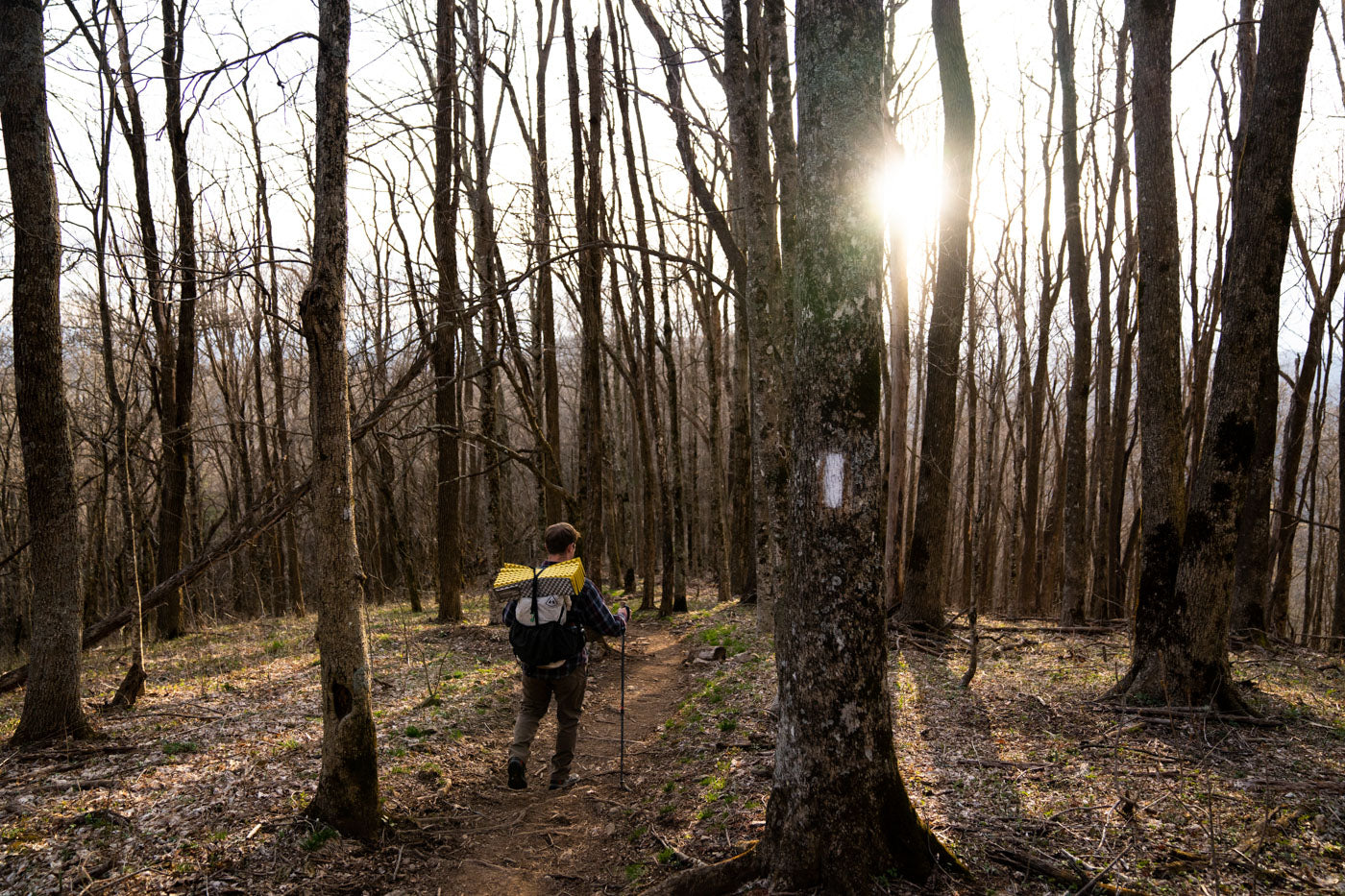 Elijah hikes on the Appalachian Trail at sunset.