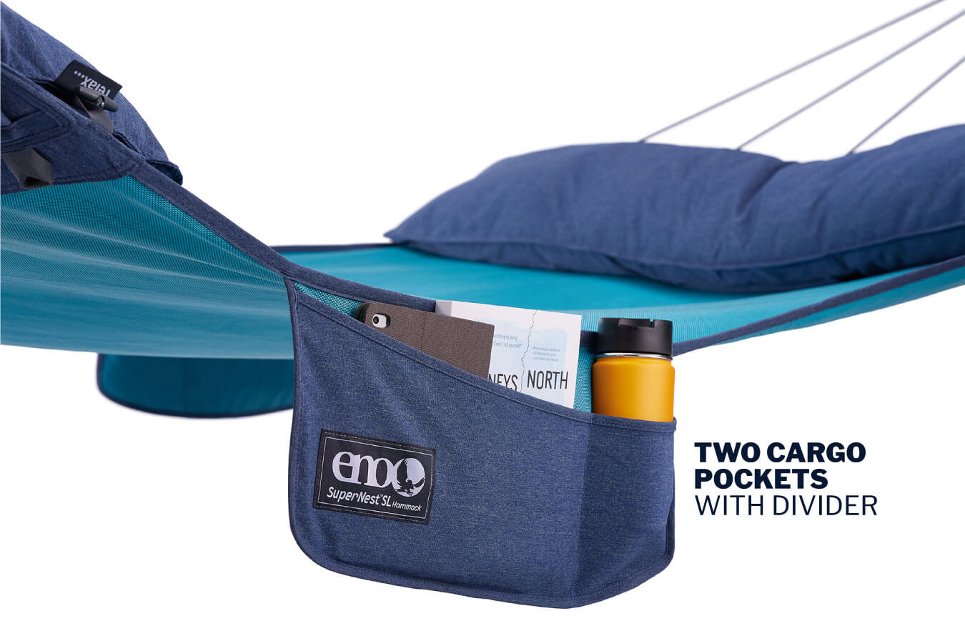 SuperNest SL Hammock detail shot of accessory pocket and pillows