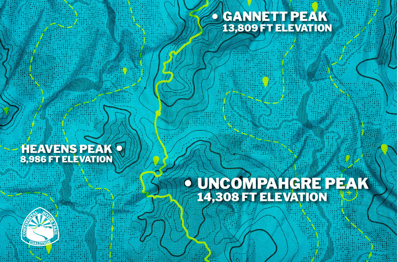 Hammock fabric closeup of the Continental Divide Trail print topography details