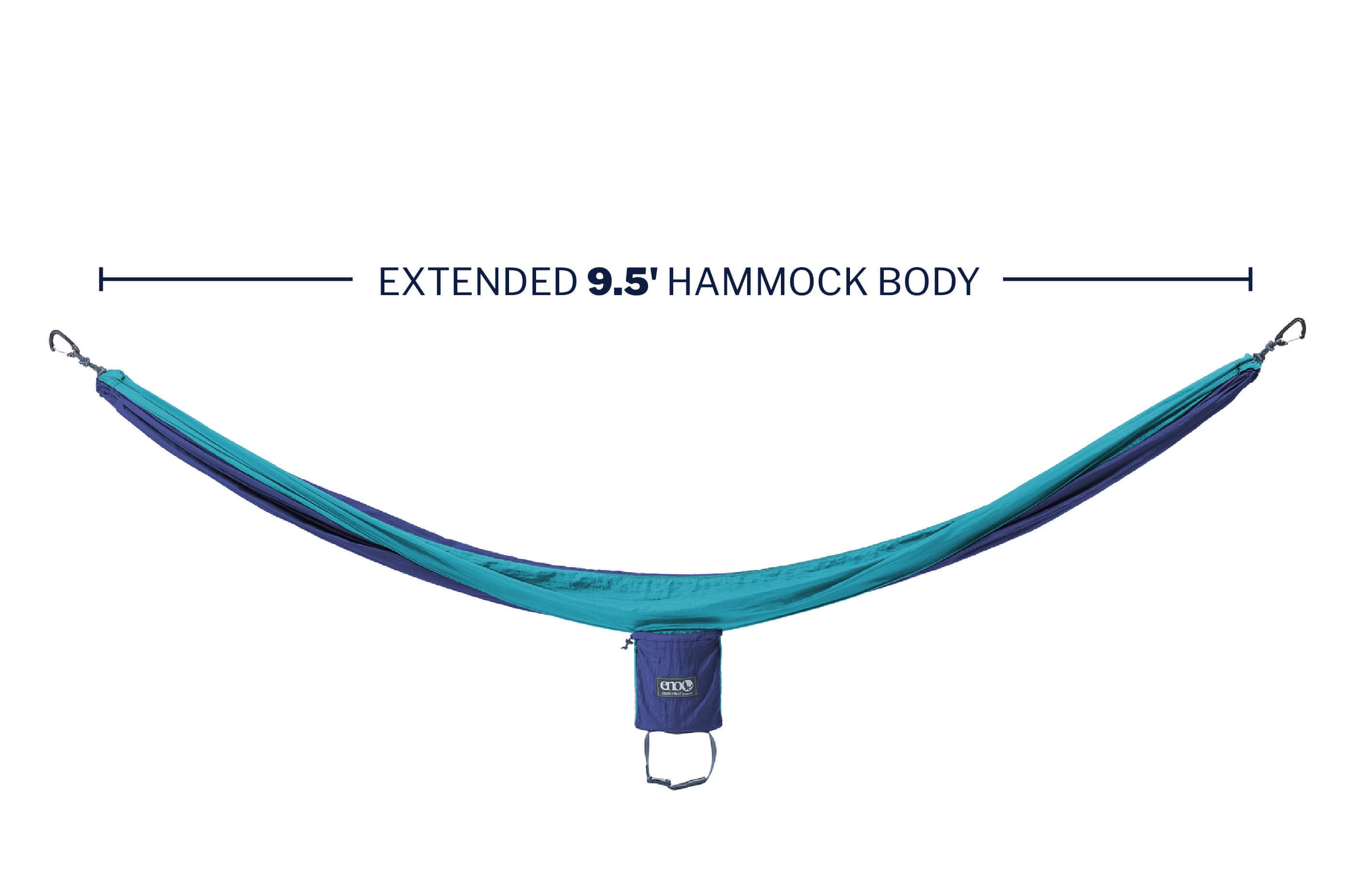 sideway view of DoubleNest hammock with 9.5' hammock body text callout