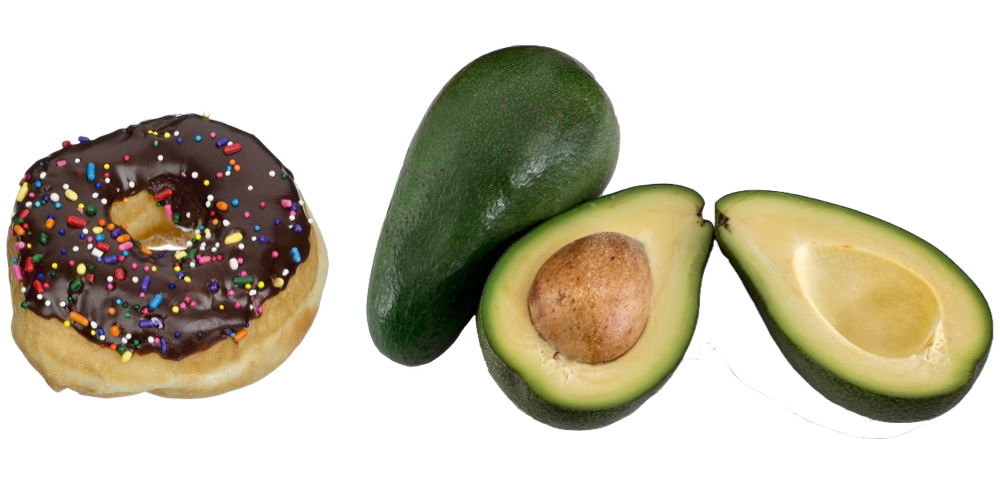 donut and avocados