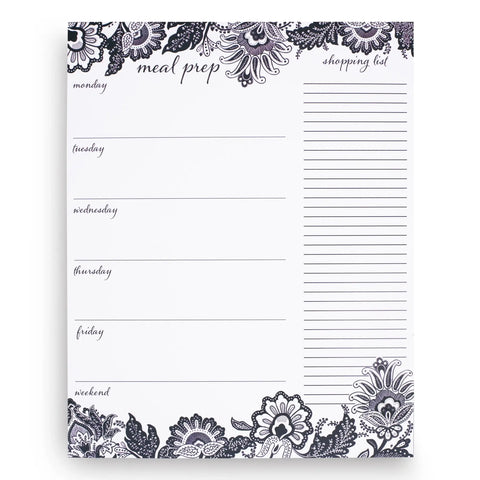 Vera Bradley meal planner notepad with paisley pattern