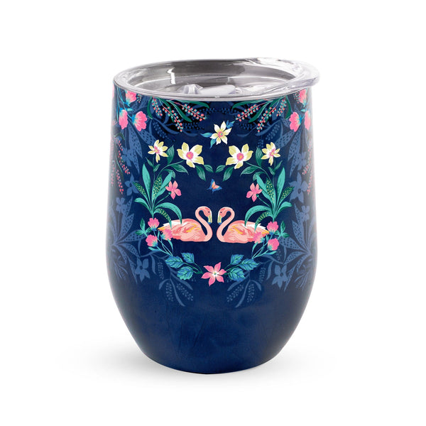 Vera Bradley Stainless Steel Wine Tumbler Women in Flamingo Garden Blue/Pink