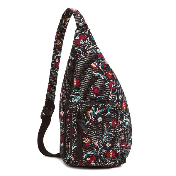 Vera Bradley Sling Backpack Women in Perennials Noir Dot Black/Red