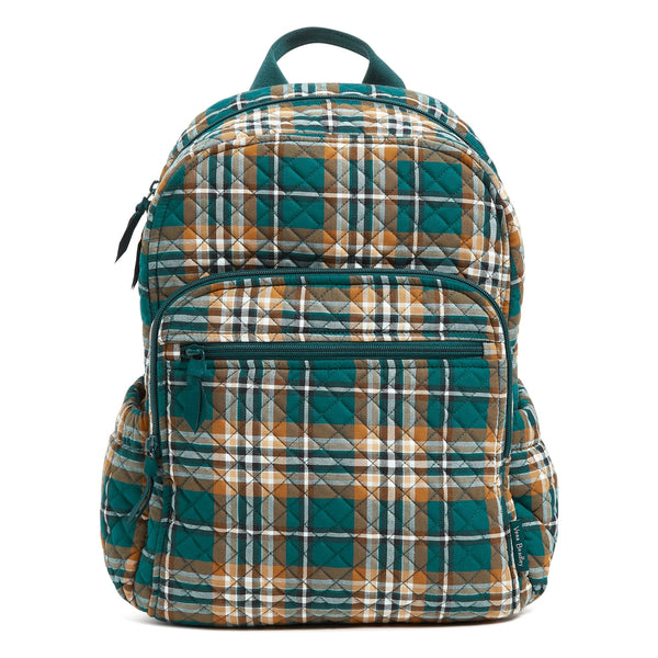 Vera Bradley Campus Backpack Women in Orchard Plaid Green/Orange