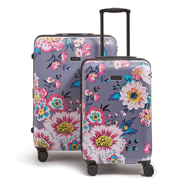 Vera Bradley Small & Large Hardside Spinner Luggage Set in Parisian Bouquet Dark Gray Purple/Pink