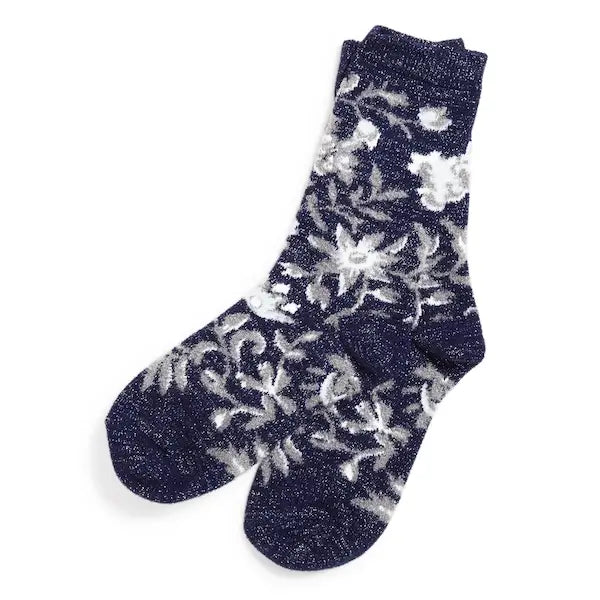 Vera Bradley thick socks for women in navy blue floral pattern