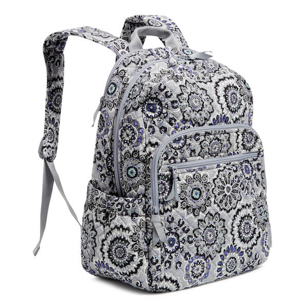 Backpack in black and white medallion pattern