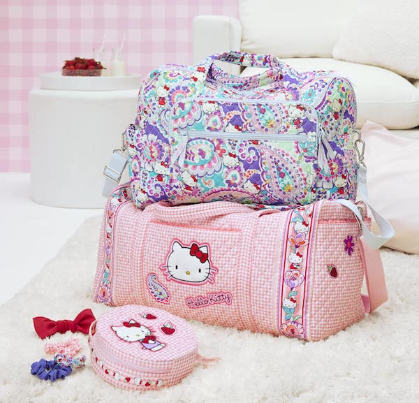Vera Bradley Hello Kitty travel bags in paisley and gingham patterns