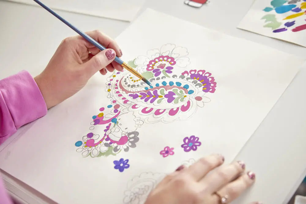 Concept drawing of the paisley print for the Hello Kitty + Vera Bradley collection