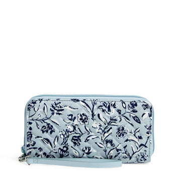 Vera Bradley Women's Cotton Rfid Deluxe Travel Wallet Sea Air Floral :  Target