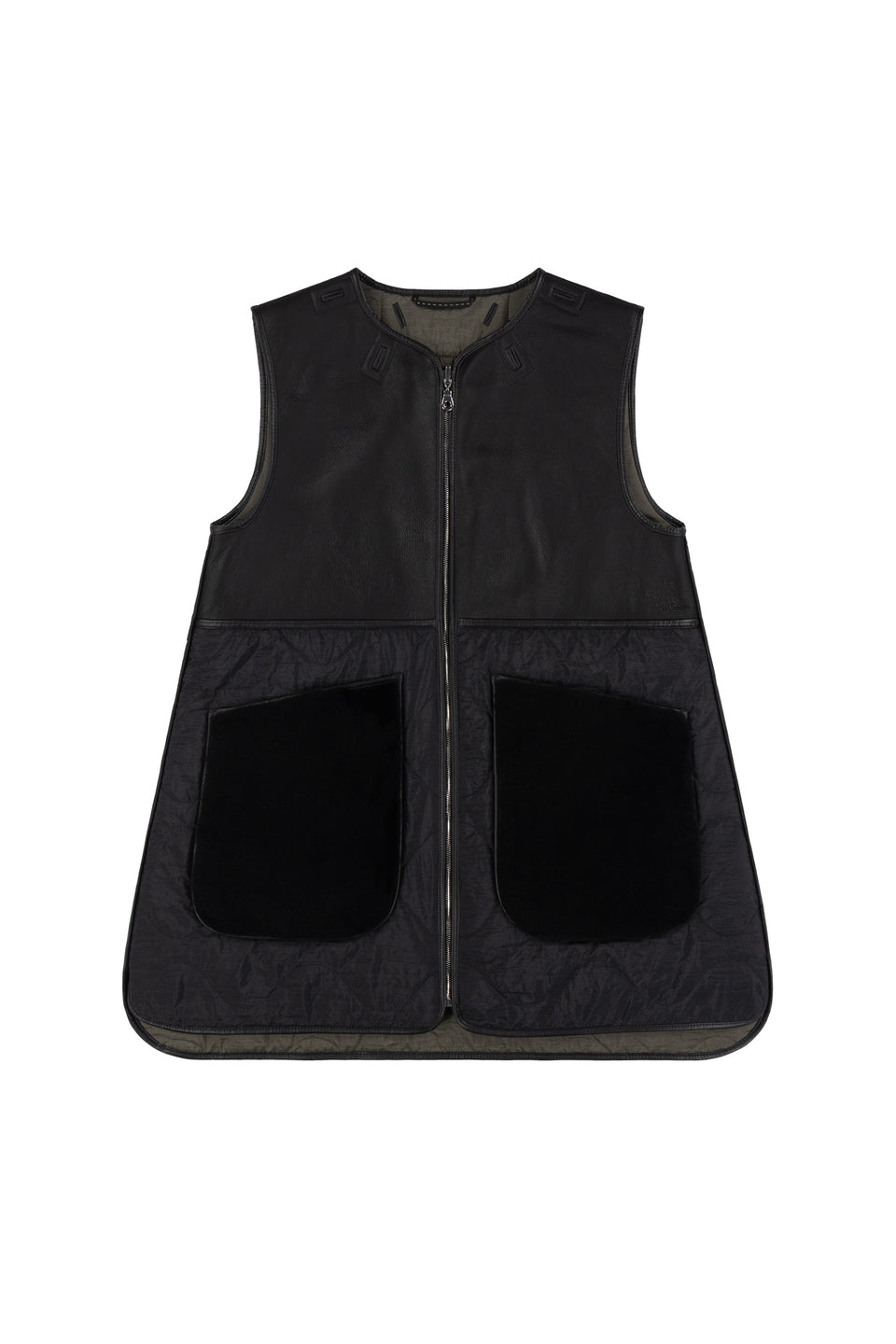 Aviator Shearling Quilt Vest - Black / Black (listing page thumbnail)