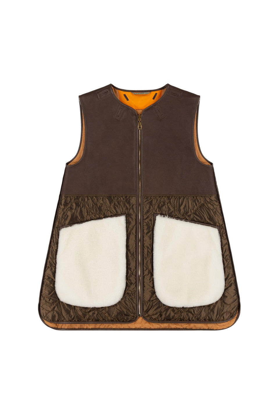 Aviator Shearling Quilt Vest - Bronze / Natural (listing page thumbnail)
