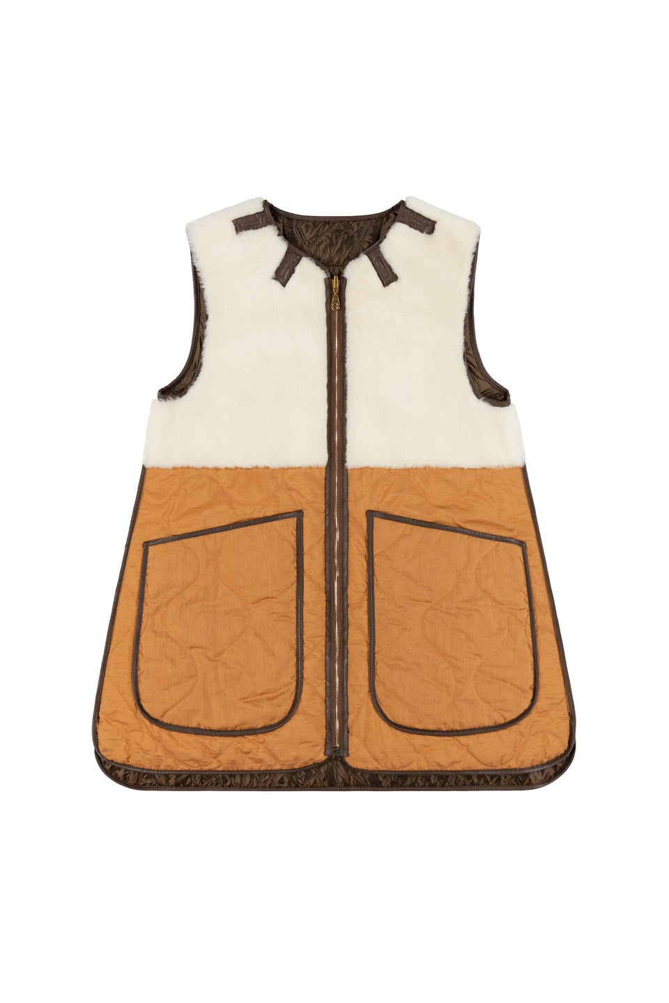 Aviator Shearling Quilt Vest - Bronze / Natural (listing page thumbnail)