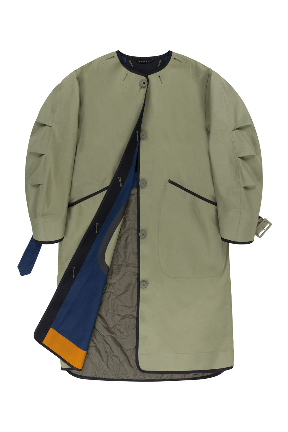 Bonded Patchwork Raincoat - Sage / Bright Navy (listing page thumbnail)