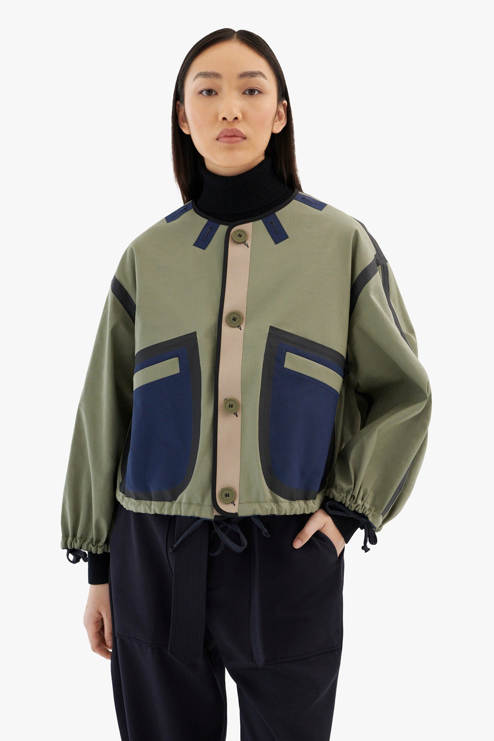 Bonded Rain Bomber - Bright Navy / Sage (listing page thumbnail)