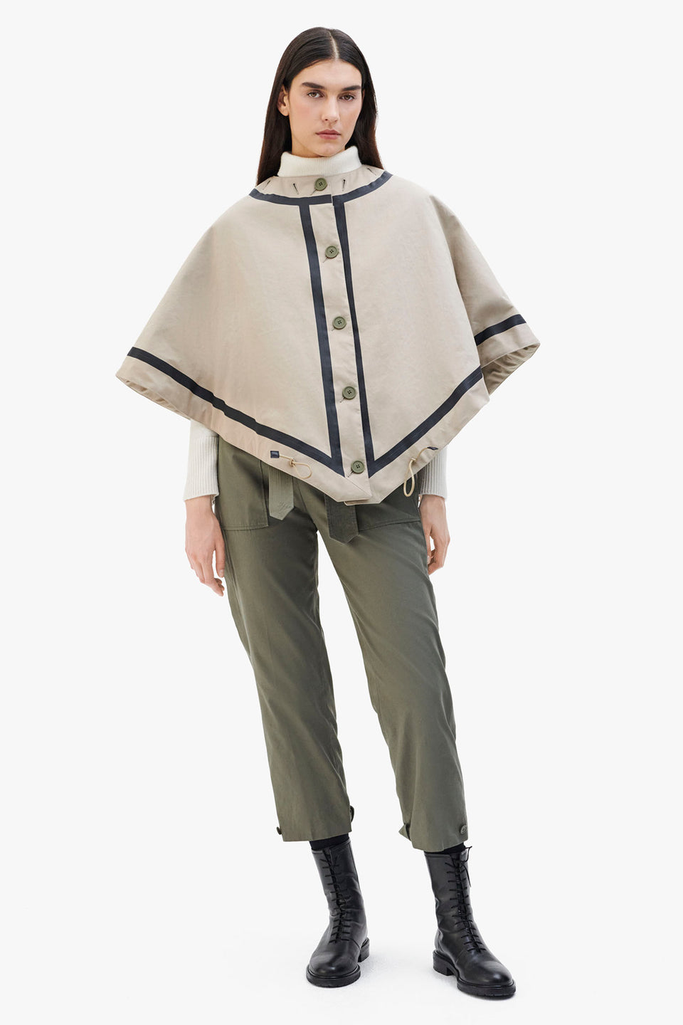 Bonded Rain Cape - Stone / Olive (listing page thumbnail)