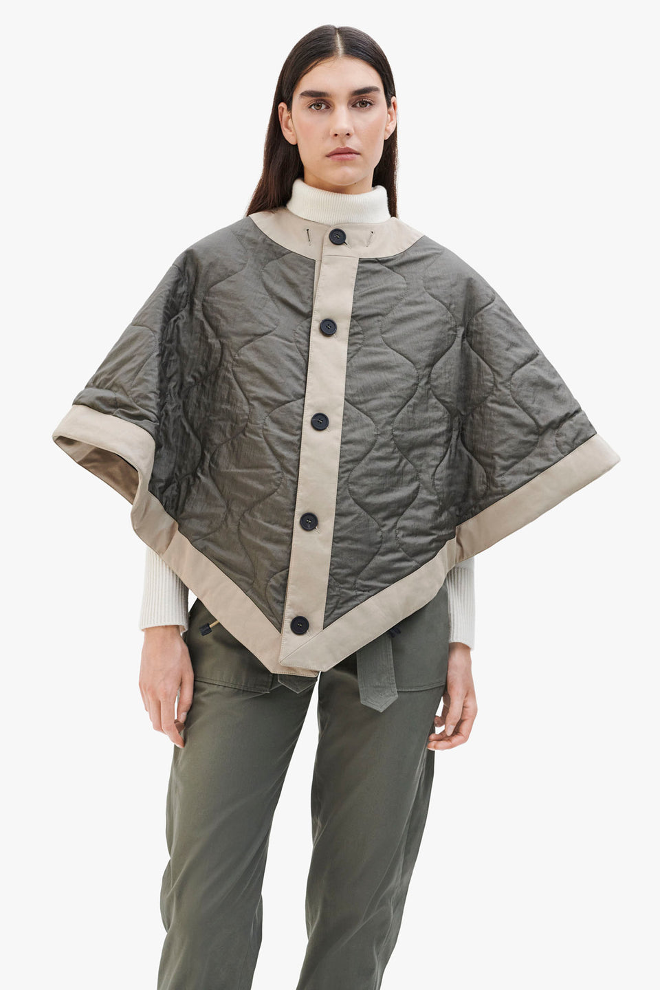 Bonded Rain Cape - Stone / Olive (listing page thumbnail)