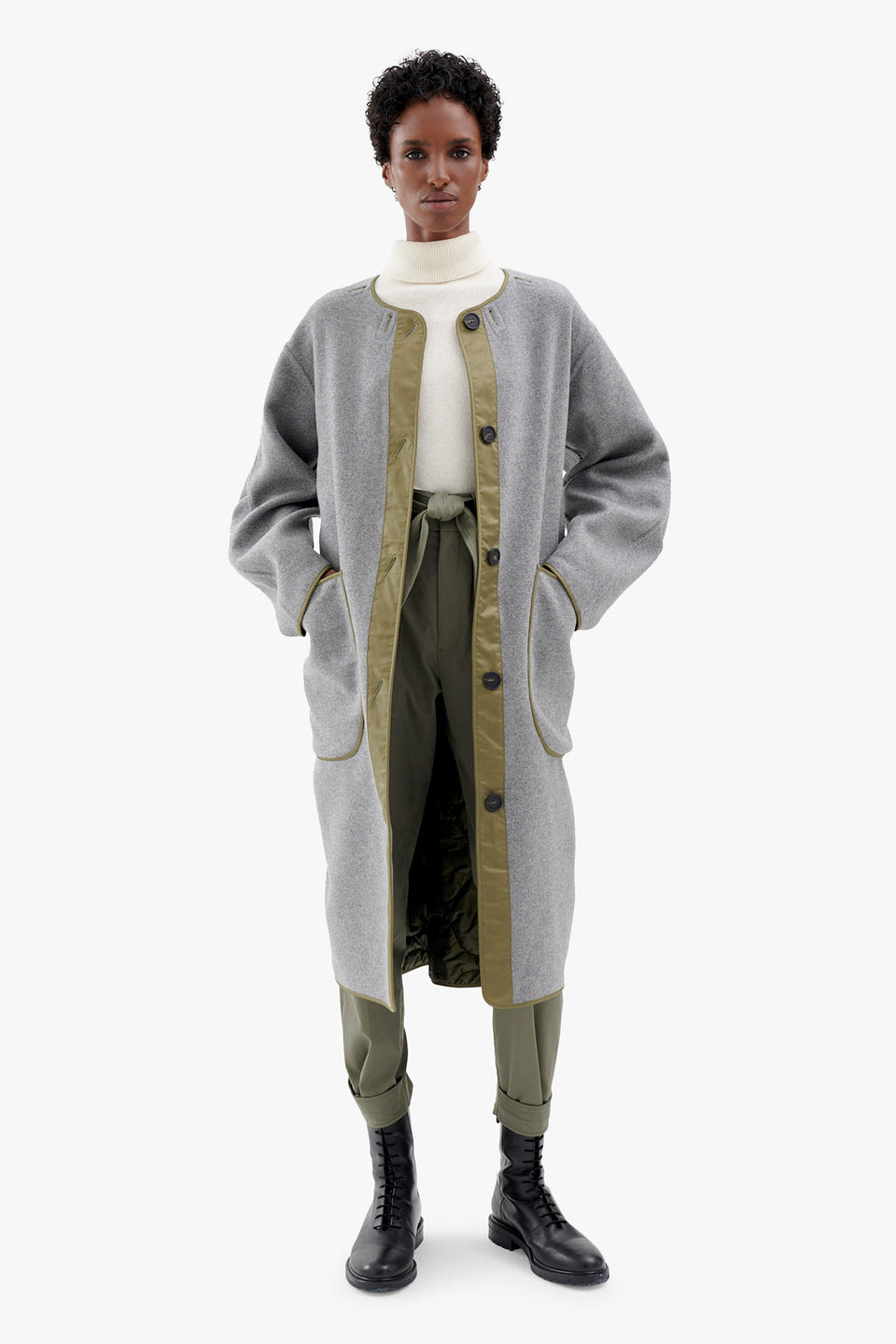 Cashmere Quilt Parka - Grey (listing page thumbnail)