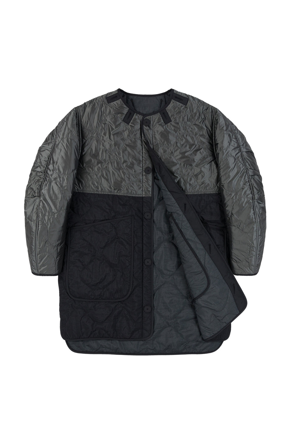 Colourblock Quilt Jacket - Anthracite / Slate (listing page thumbnail)