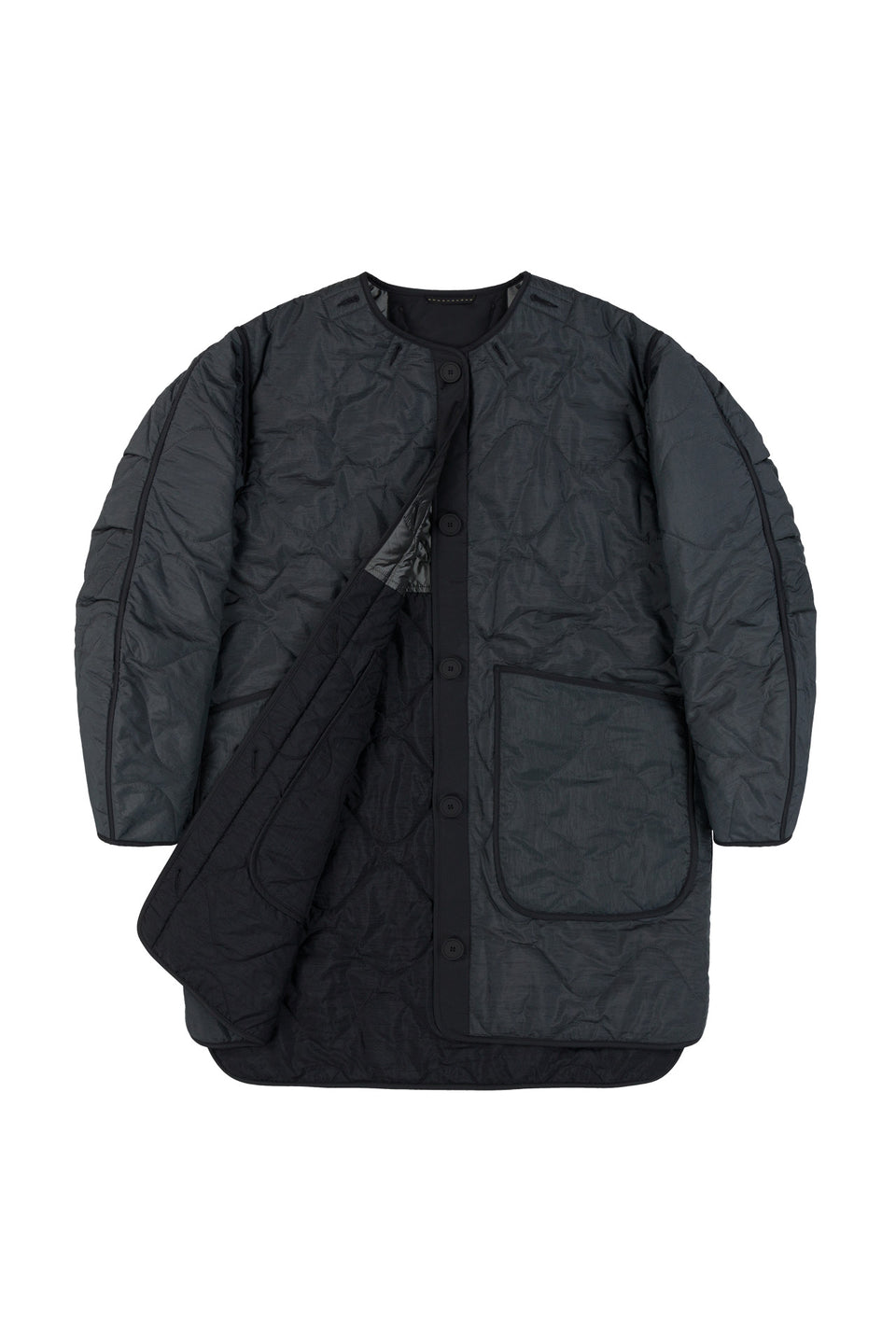 Colourblock Quilt Jacket - Anthracite / Slate (listing page thumbnail)