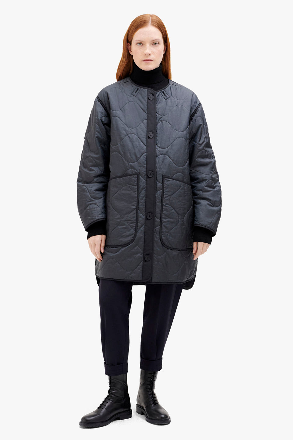 Colourblock Quilt Jacket - Anthracite / Slate (listing page thumbnail)