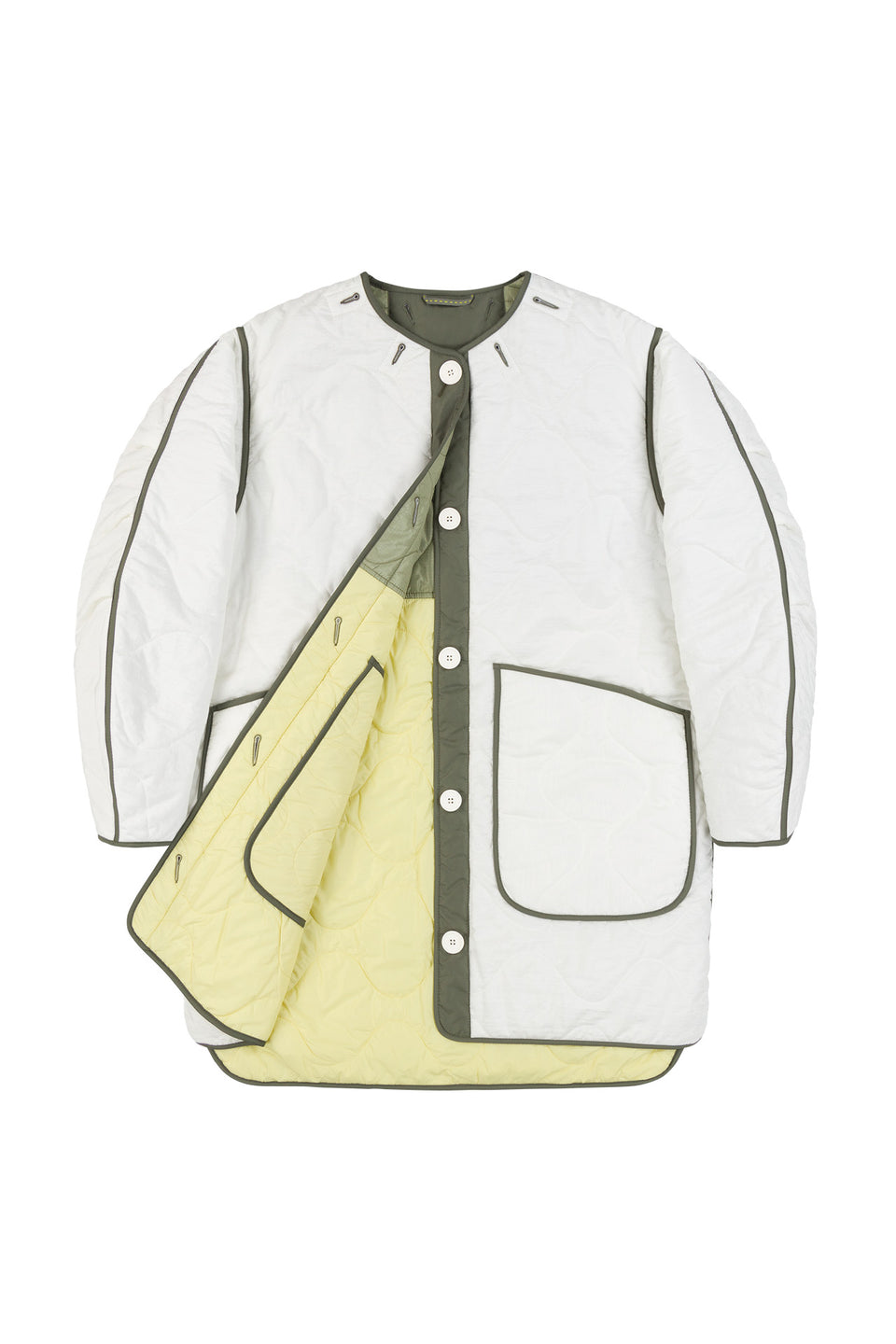 Colourblock Quilt Jacket - Pale Sage / White (listing page thumbnail)