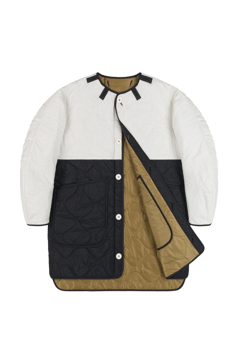 Colourblock Quilt Jacket - White / Gold (listing page thumbnail)