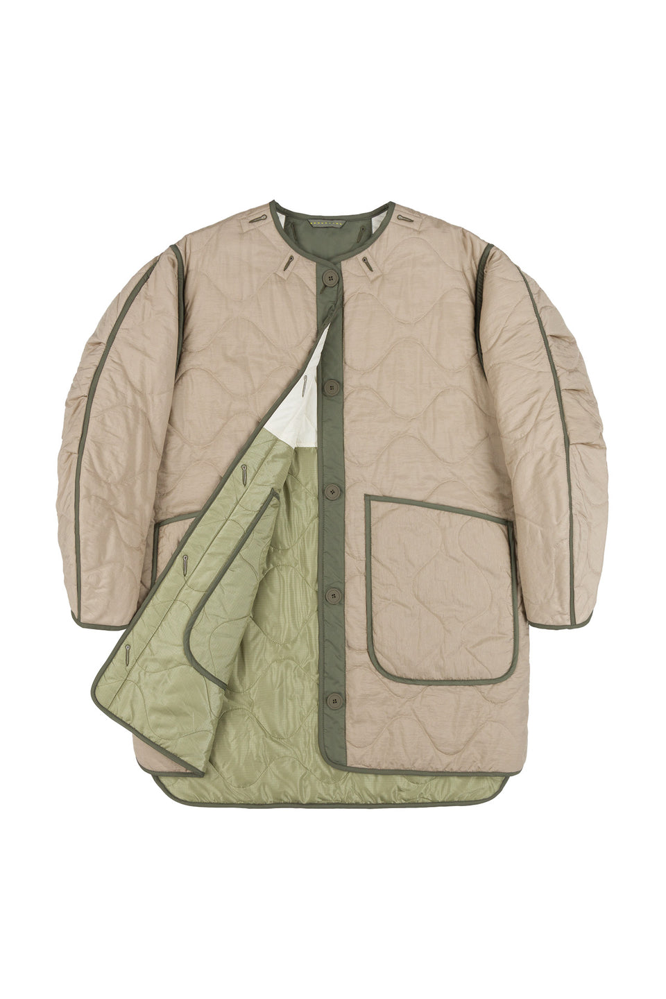 Colourblock Quilt Jacket - White / Stone (listing page thumbnail)