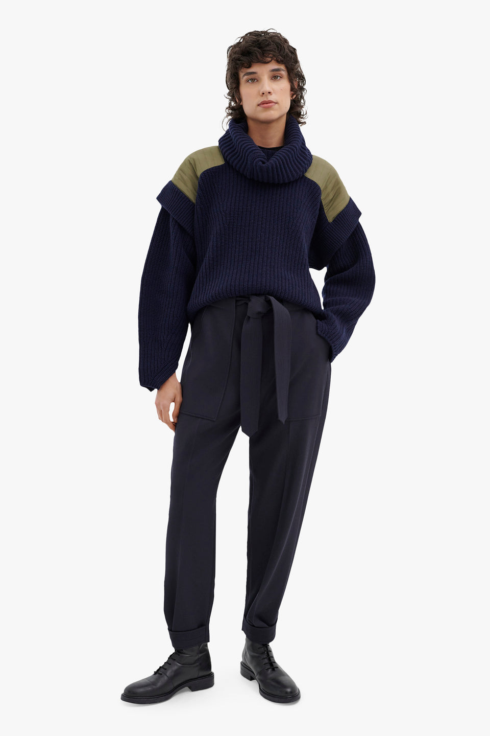 Convertible Rib Crew Jumper - Navy (listing page thumbnail)