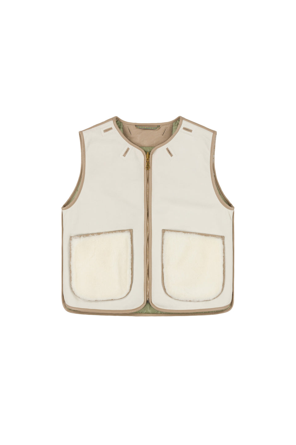 Cropped Aviator Shearling Vest - Ivory / Natural (listing page thumbnail)