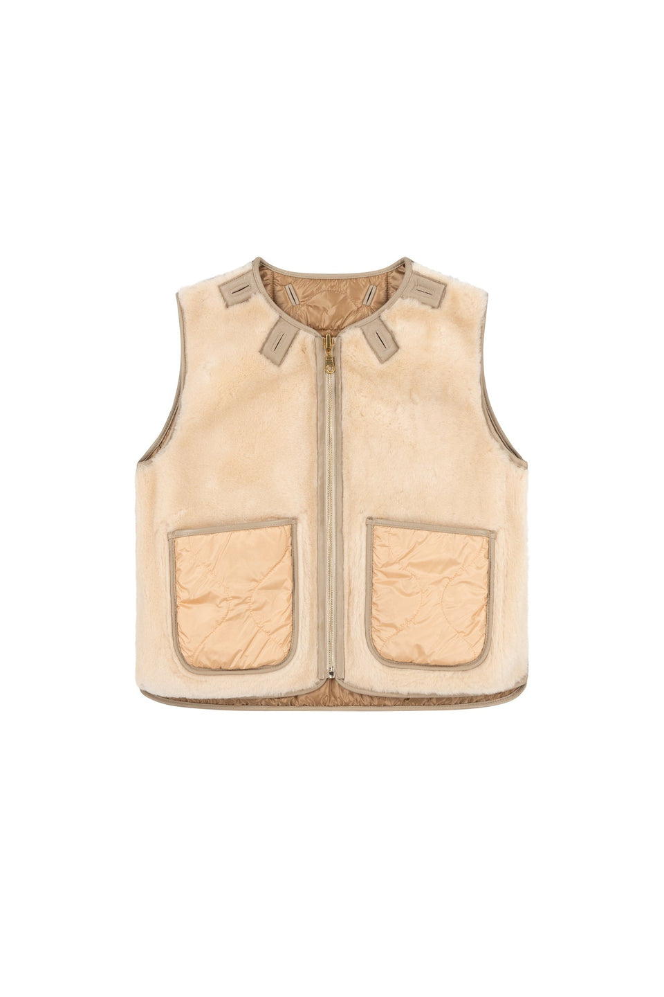 Cropped Aviator Shearling Vest - Mocha Brown / Blush (listing page thumbnail)